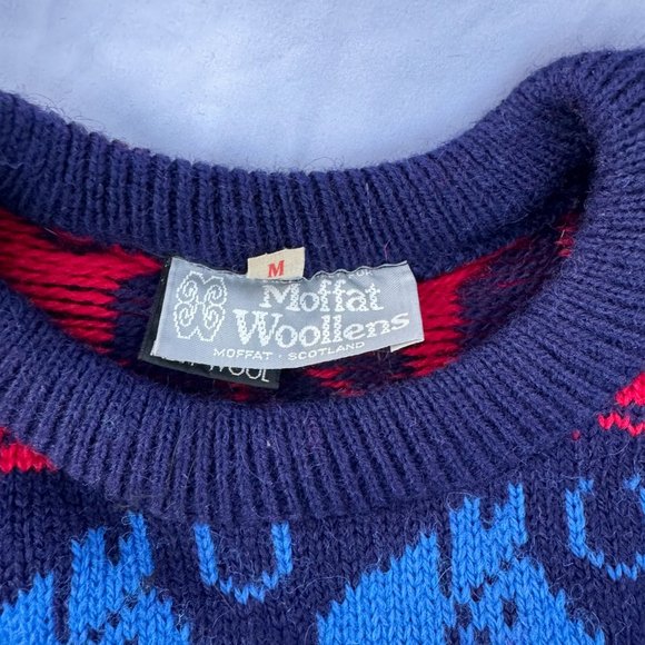 VTG '80s Funky Moffat Woollens Wool Western Women's Sweater Like New Sz Medium - Picture 3 of 3